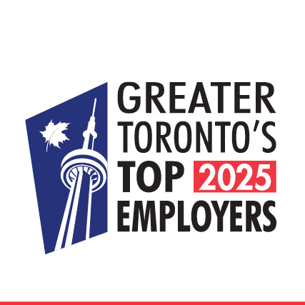 Greater Toronto's Top 100 Employers 2025 logo, with CNTower image